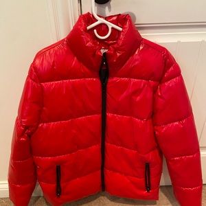 Shiny Red Puffer Jacket
